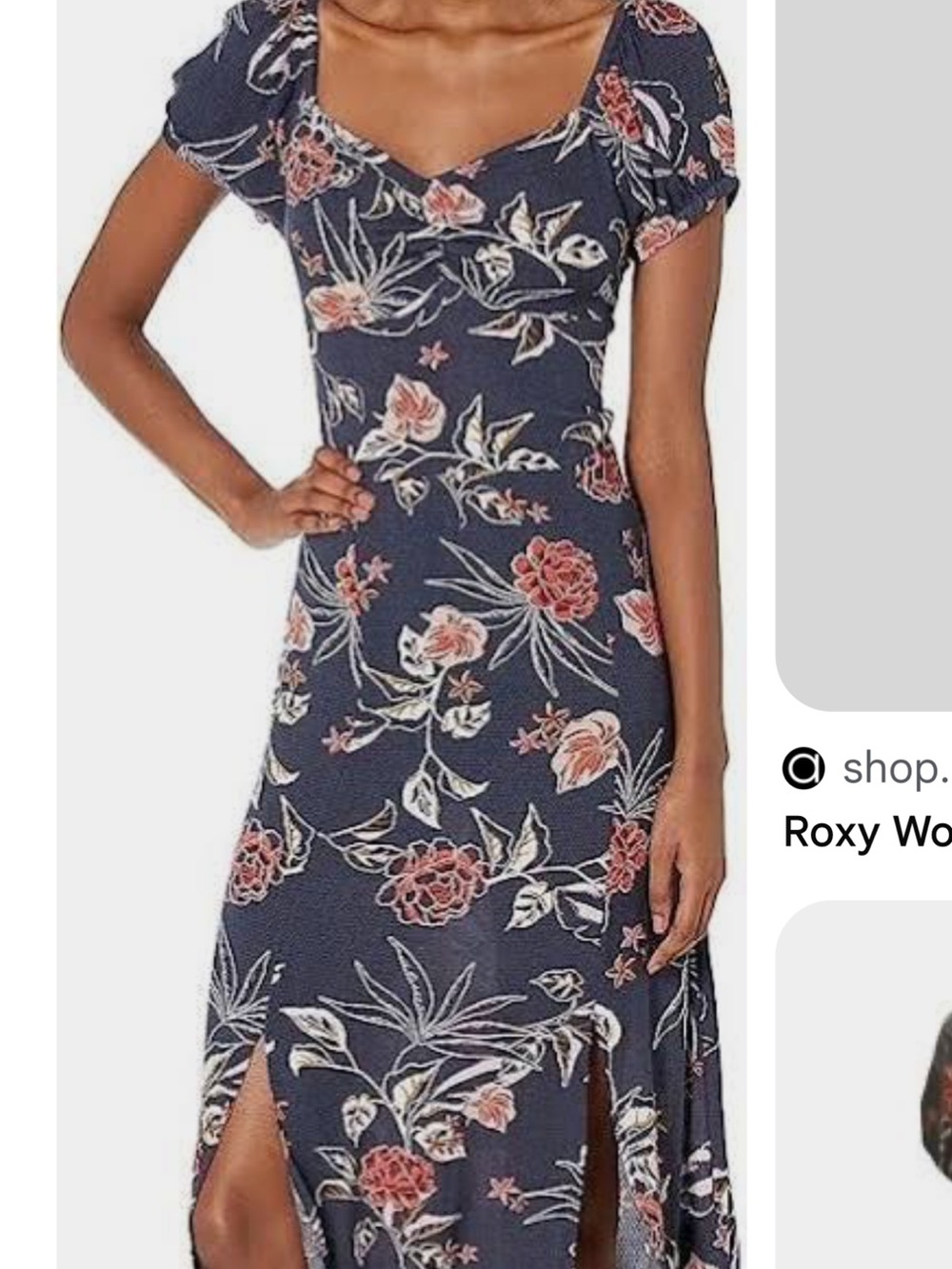 Roxy Navt Floral Maxi Dress with Red and Cream Flowers
